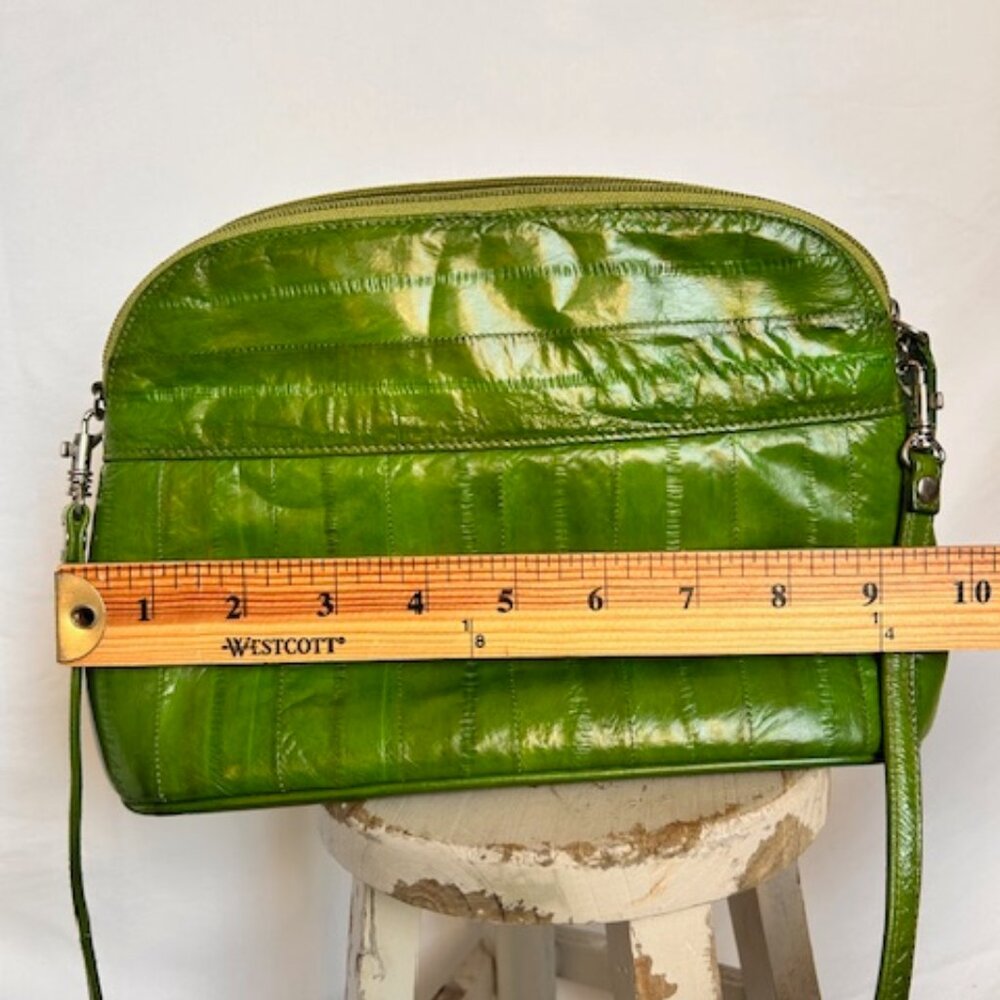 Lee Sands Vintage Eel Skin Crossbody Purse Lime Green Y2K Shoulder Bag Pop Color - Picture 14 of 14